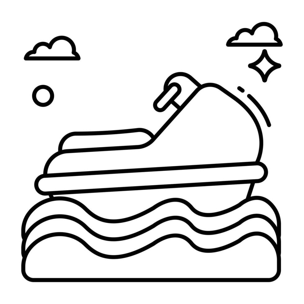 uma linear Projeto ícone do lambreta barco vetor