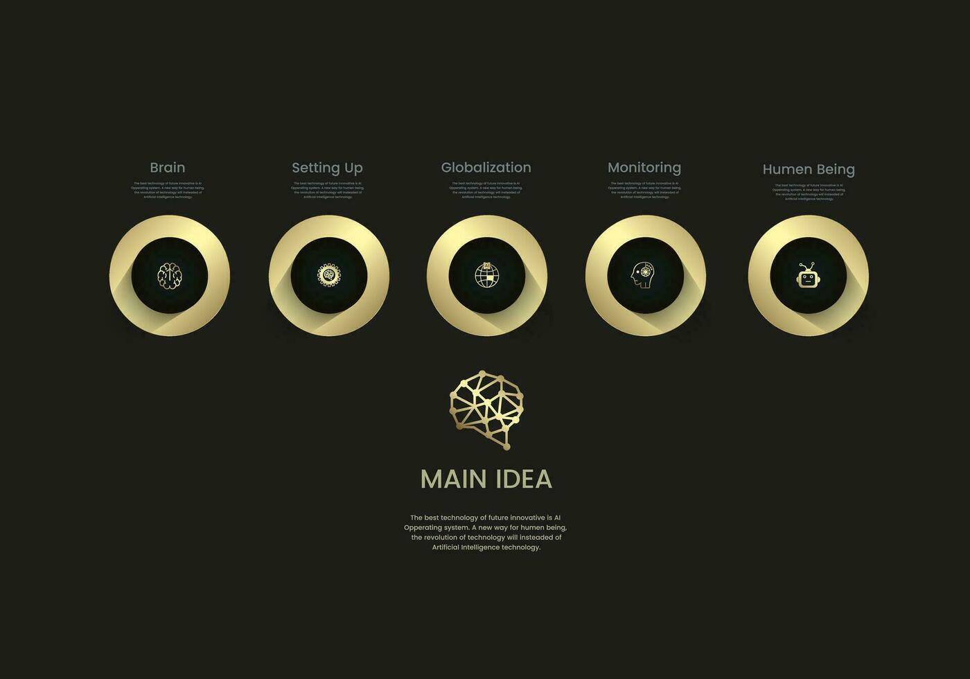 moderno luxo círculos opções infográfico projeto, vetor ilustração. dourado e Prêmio gráficos para o negócio e finança conceitos
