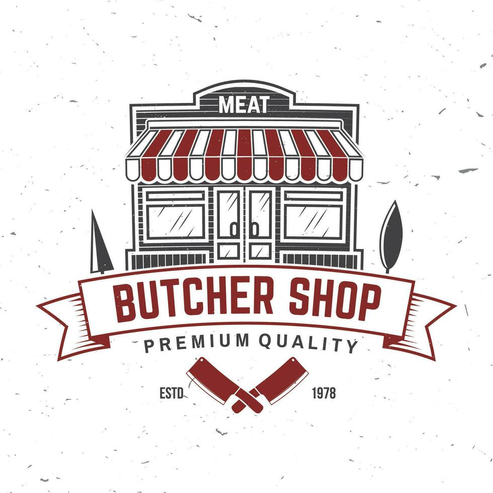 açougueiro carne fazer compras crachá ou rótulo com cozinha faca. vetor. vintage tipografia logotipo Projeto com cozinha faca silhueta. elementos em a tema do a carne comprar, mercado, restaurante vetor