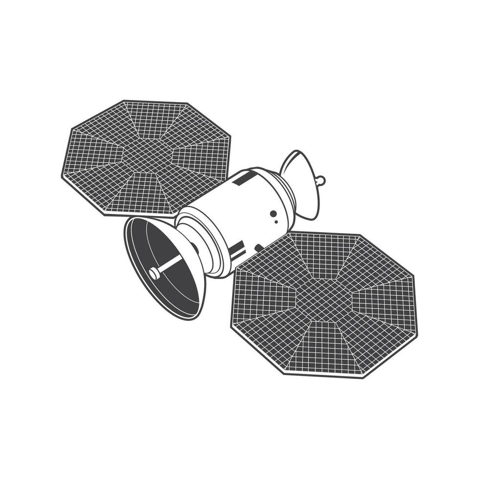 satélite isolado em branco fundo. vetor. comunicações satélite silhueta vetor