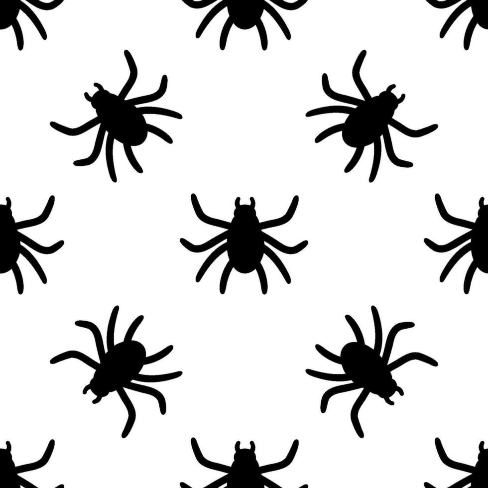 desatado vetor monocromático padronizar com aranhas. simples Preto e branco inseto silhueta pano de fundo