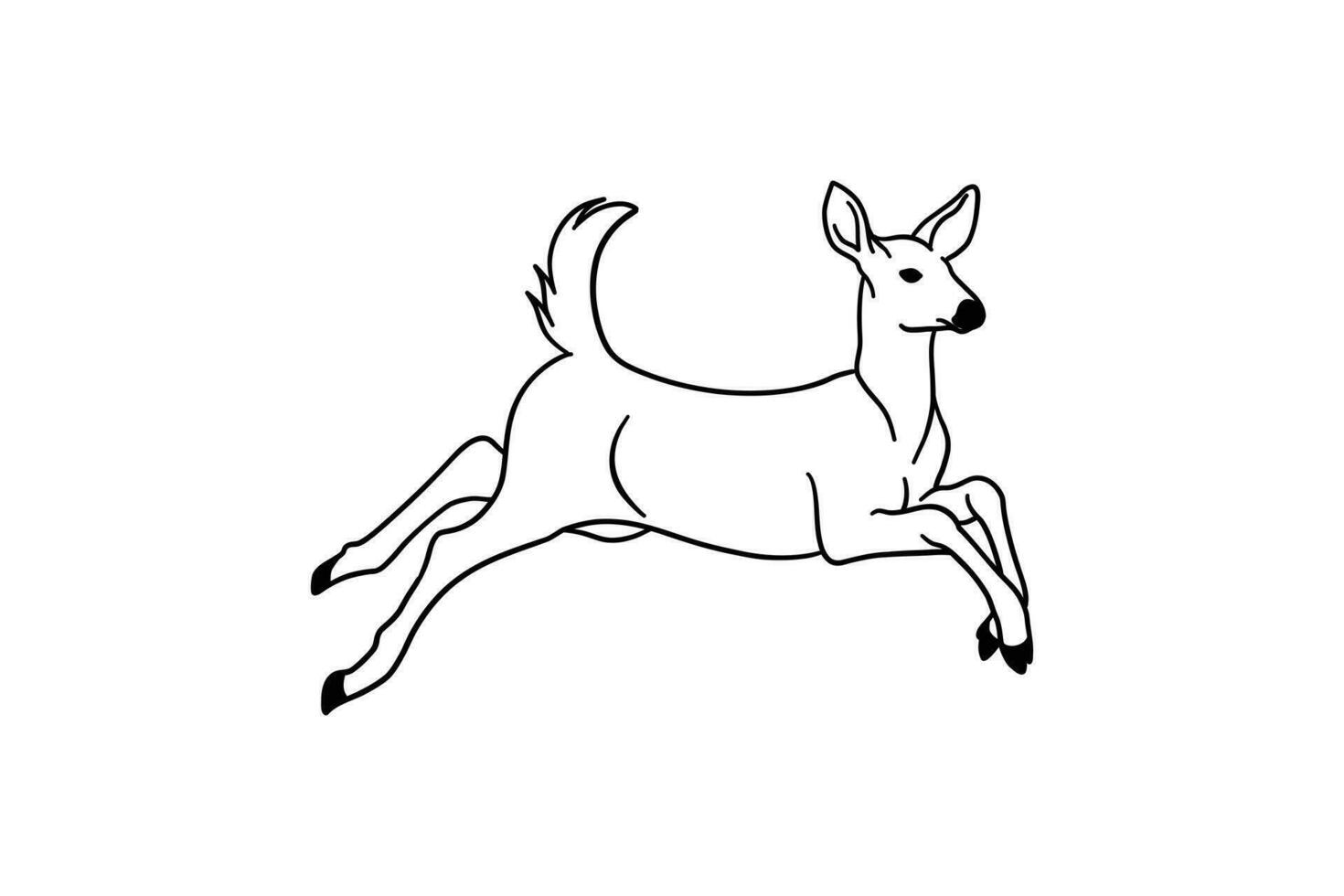 linha arte ilustração do uma veado pulando vetor