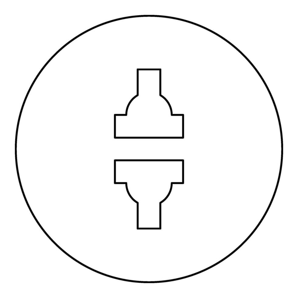 máquina pressione automático hidráulico fábrica industrial ícone dentro círculo volta Preto cor vetor ilustração imagem esboço contorno linha fino estilo