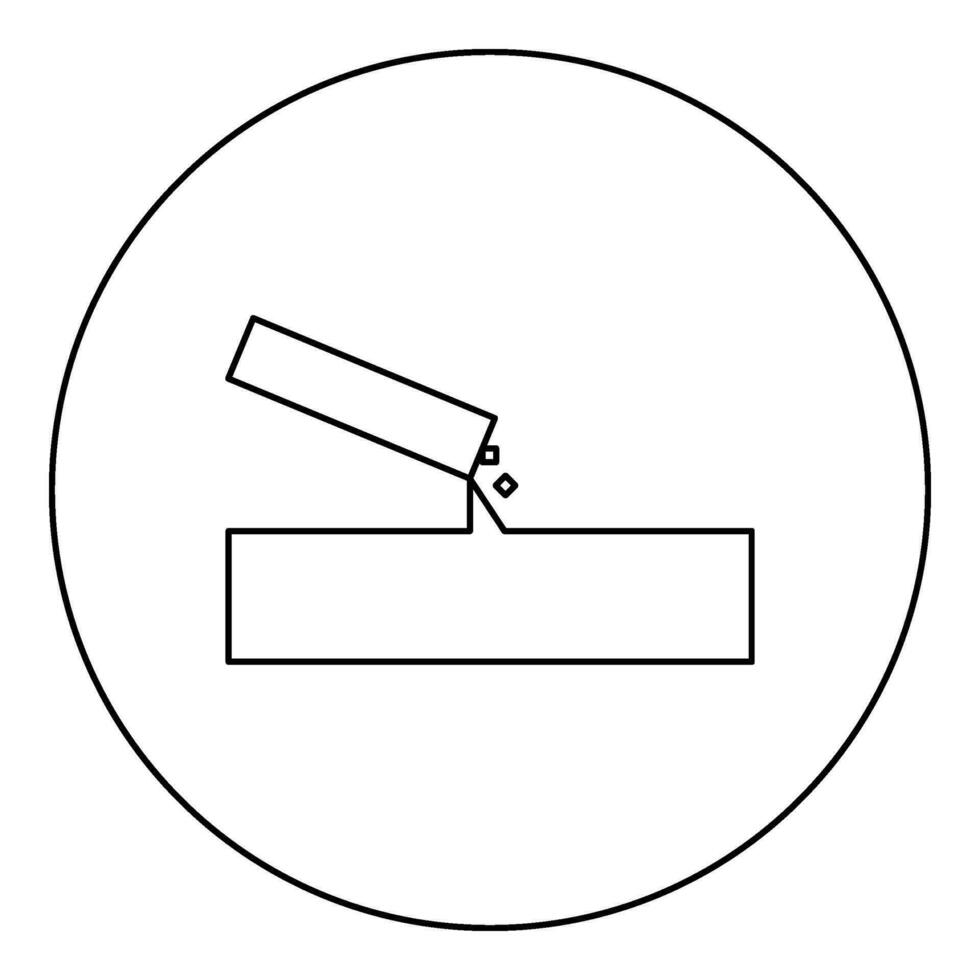 concreto derrama fundição ícone dentro círculo volta Preto cor vetor ilustração imagem esboço contorno linha fino estilo