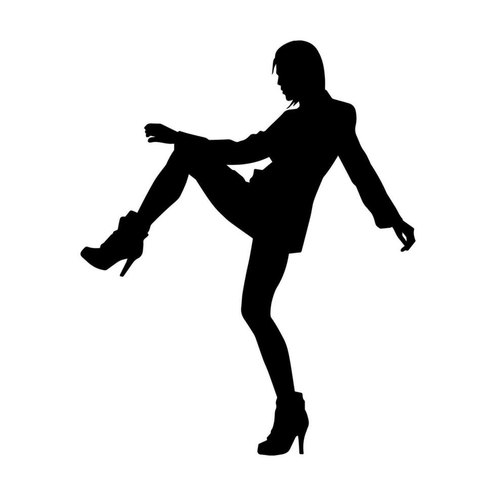 silhueta do uma fino fêmea dentro dança pose. silhueta do uma mulher dançando. vetor