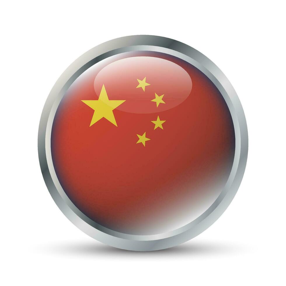 China bandeira 3d crachá ilustração vetor