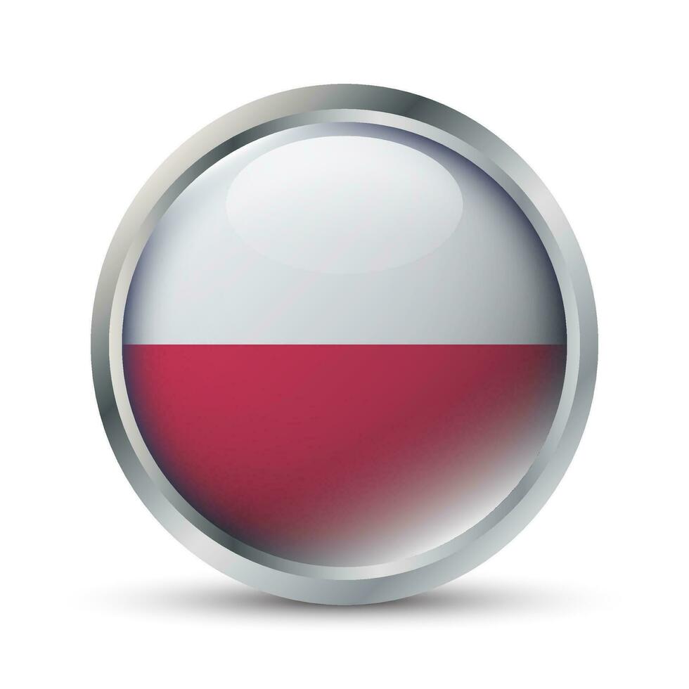 Polônia bandeira 3d crachá ilustração vetor