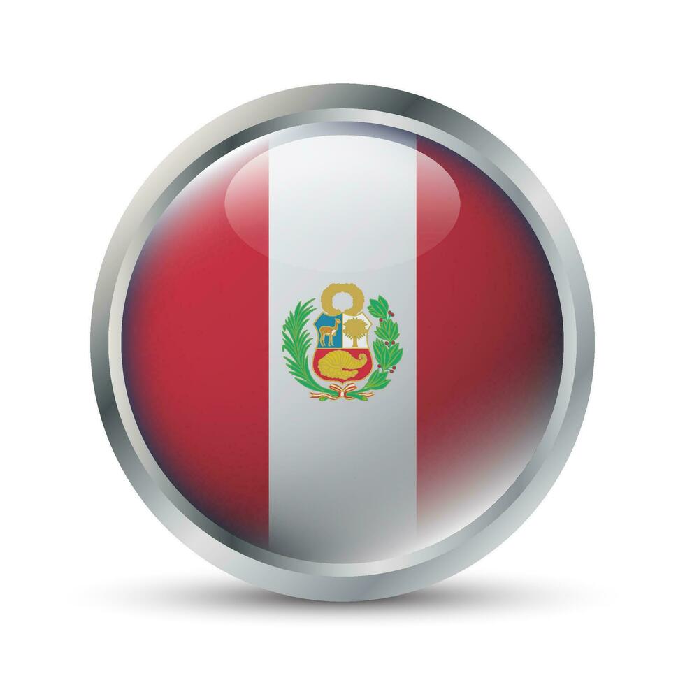 Peru bandeira 3d crachá ilustração vetor