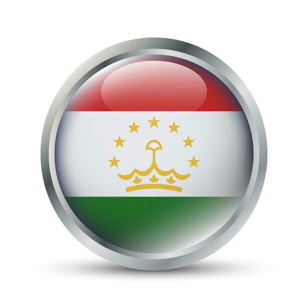 tajiquistão bandeira 3d crachá ilustração vetor