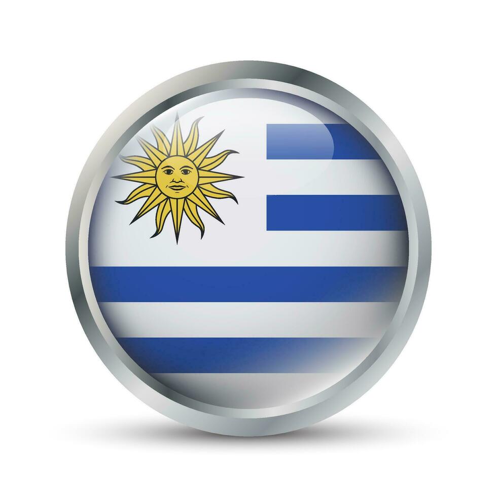 Uruguai bandeira 3d crachá ilustração vetor