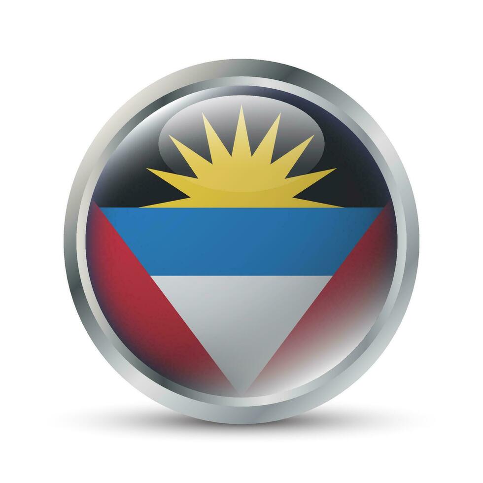 Antígua e barbuda bandeira 3d crachá ilustração vetor