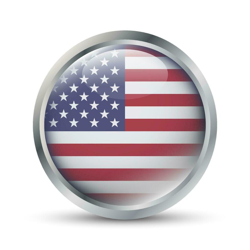 EUA bandeira 3d crachá ilustração vetor
