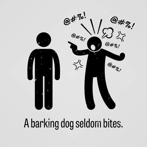 Um cachorro Barking raramente morde. vetor