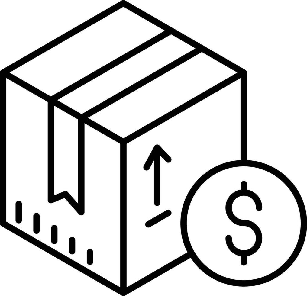 dólar pacote contorno da caixa vetor ilustração ícone