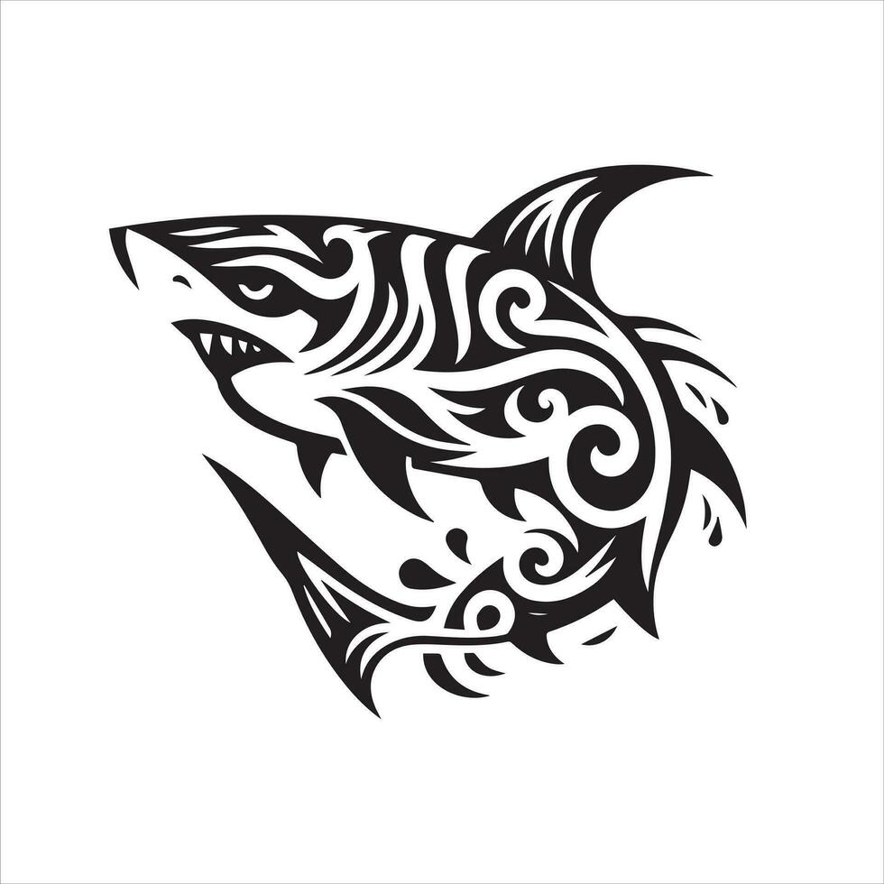 Tubarão tribal logotipo ícone Projeto ilustração vetor