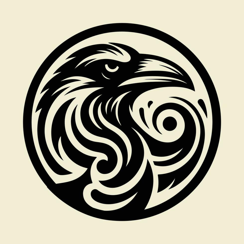 Raven tribal tatuagem logotipo ícone Projeto vetor