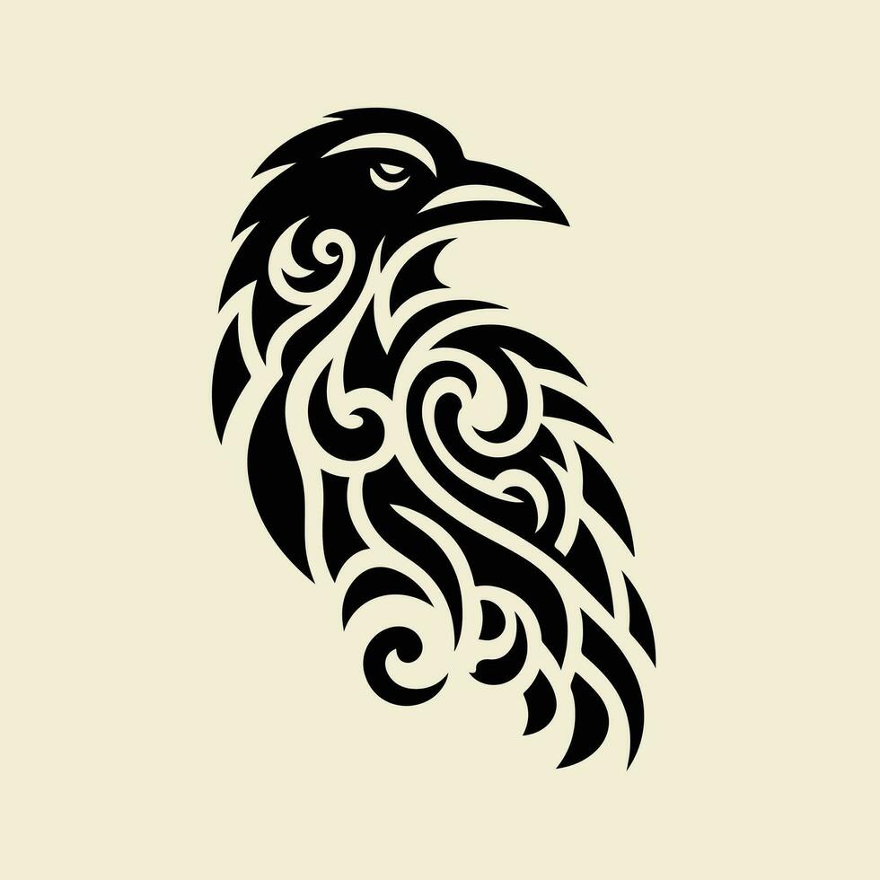 Raven tribal tatuagem logotipo ícone Projeto vetor