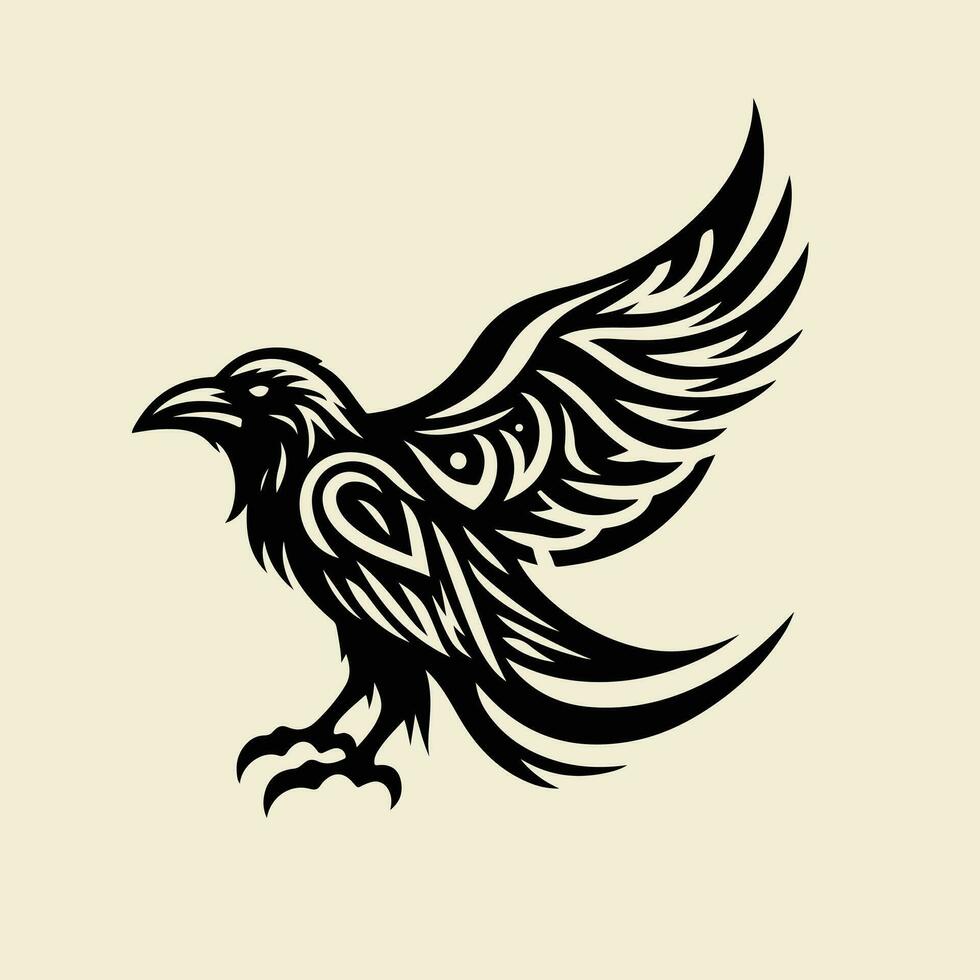 Raven tribal tatuagem logotipo ícone Projeto vetor