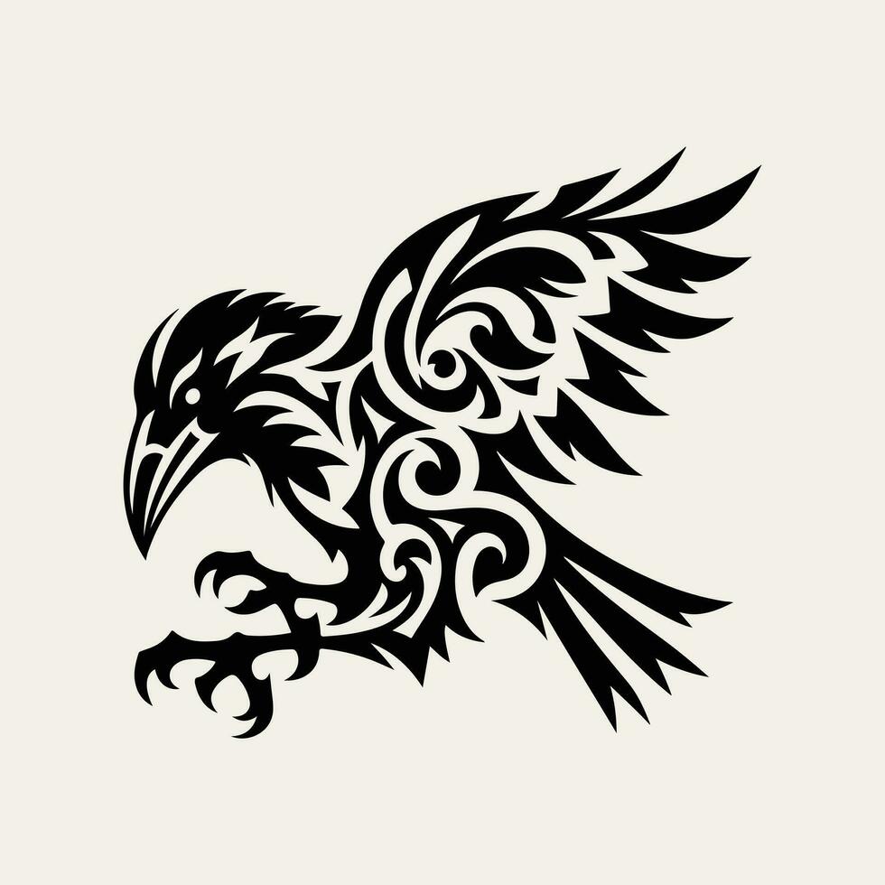 Raven tribal tatuagem logotipo ícone Projeto vetor