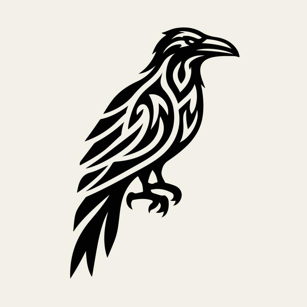 Raven tribal tatuagem logotipo ícone Projeto vetor