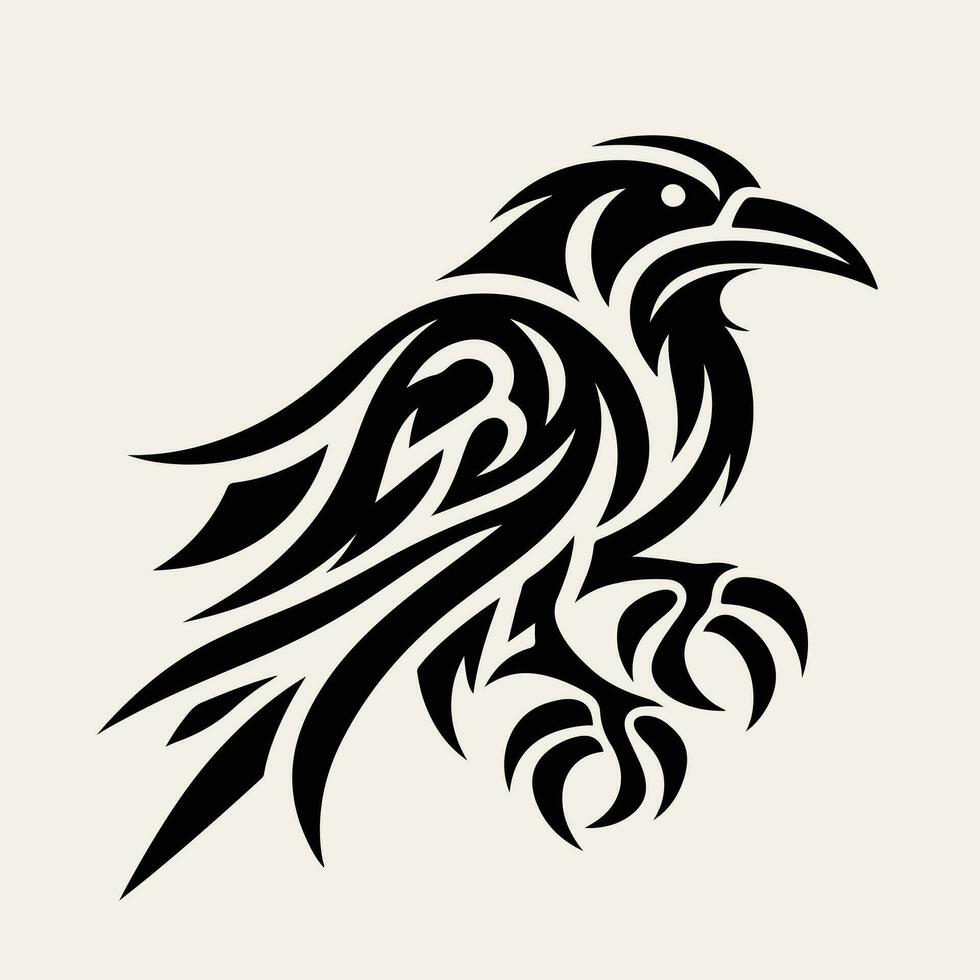 Raven tribal tatuagem logotipo ícone Projeto vetor