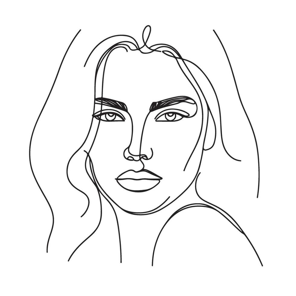 lindo mulheres face linha ilustração vetor