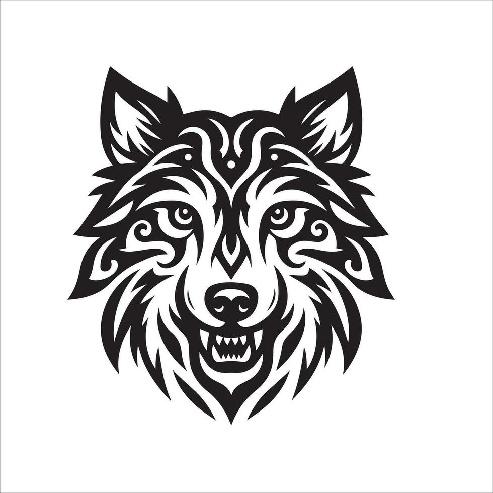 Lobo tribal tatuagem logotipo ícone Projeto ilustração vetor