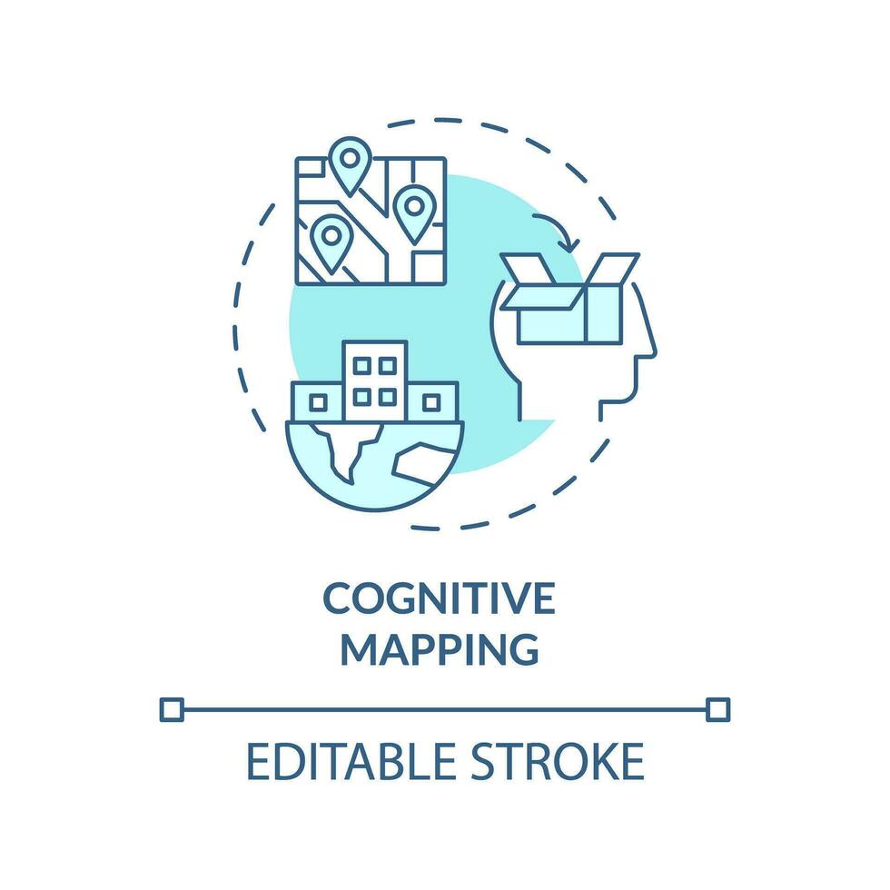 2d editável azul cognitivo mapeamento ícone, monocromático isolado vetor, fino linha ilustração representando de Meio Ambiente psicologia. vetor