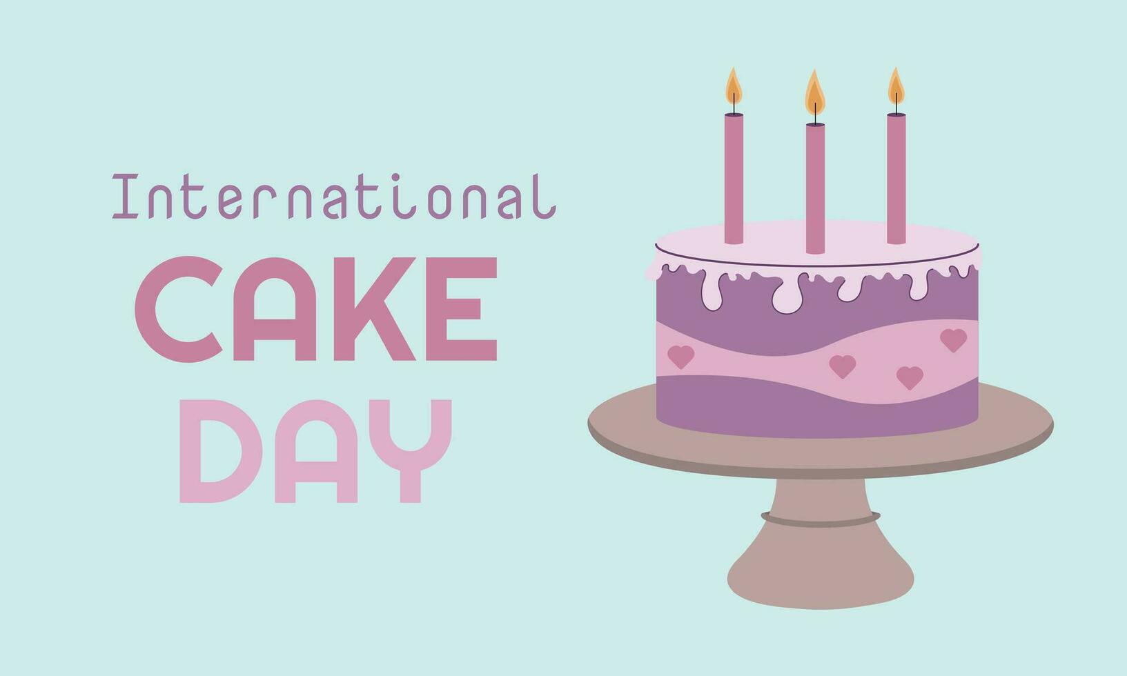 vetor ilustração do uma Rosa bolo com velas e a palavras internacional bolo dia