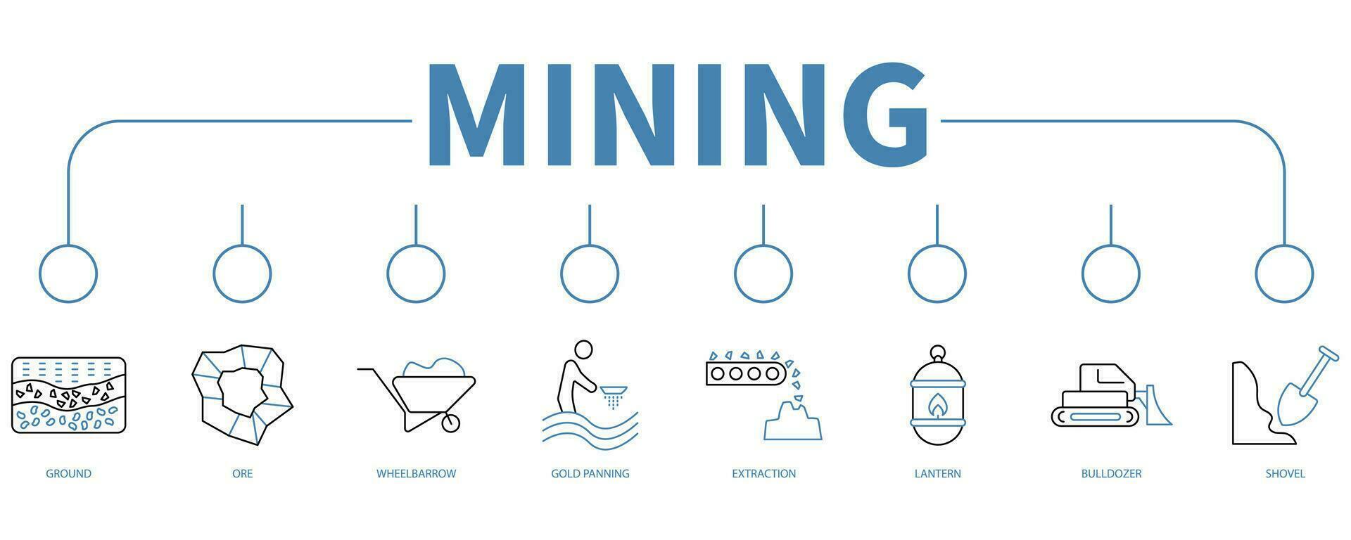 mineração bandeira rede ícone vetor ilustração conceito