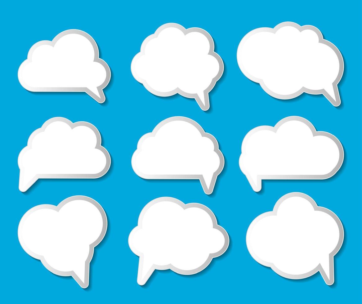 conjunto de ilustração vetorial de balões de fala em forma de nuvem vetor