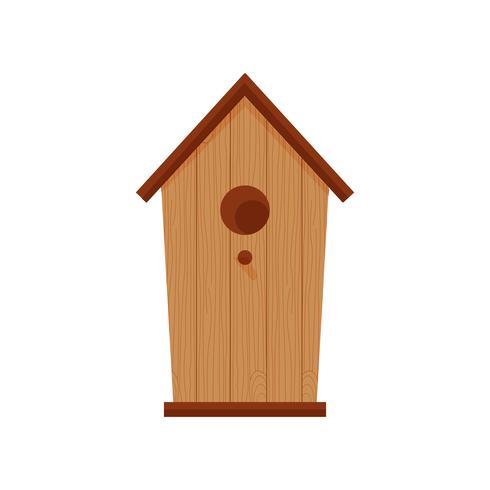 Birdhouse de madeira marrom com furo circular vetor