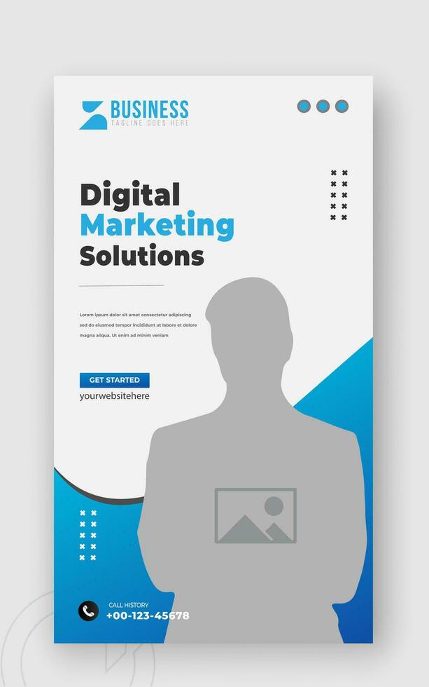 corporativo ou digital marketing solução o negócio social meios de comunicação história modelo Projeto com abstrato azul gradiente cor formas em branco fundo vetor