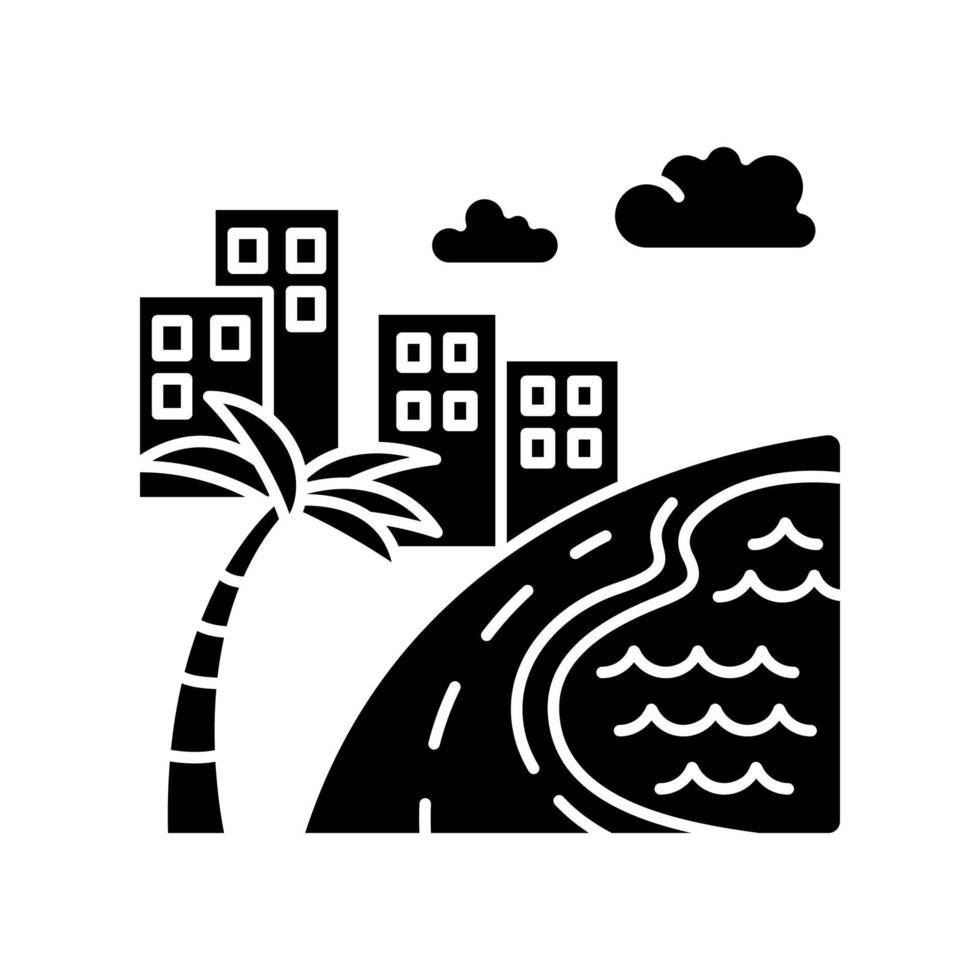 ícone de glifo preto da praia do oceano do brasil vetor