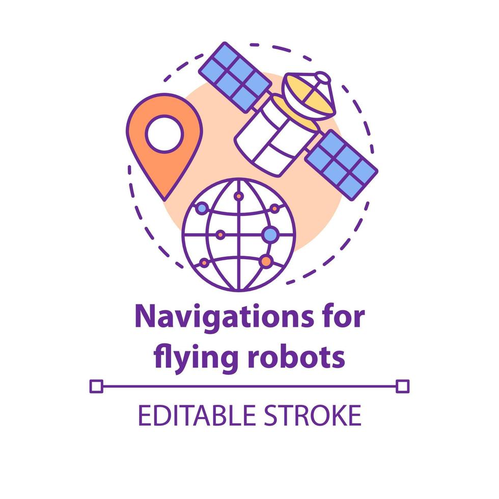 navegações para o ícone do conceito de robôs voadores vetor