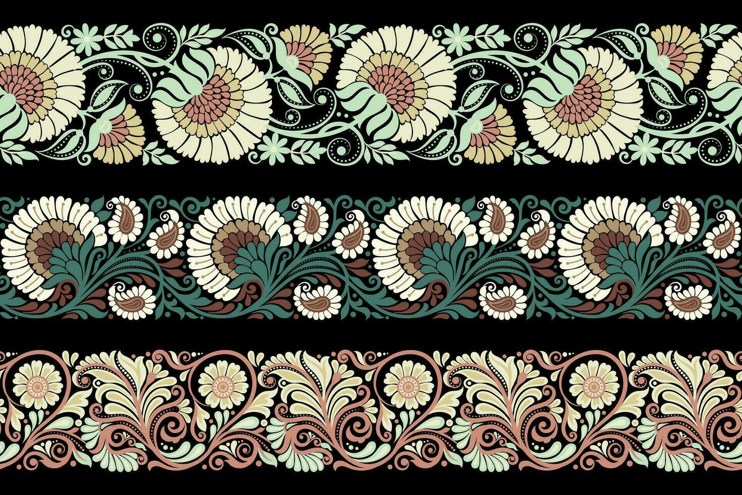 conjunto do floral Projeto elementos. desatado padrões, desatado fronteiras, círculo quadro. lindo para qualquer avião e chique elegância projetos. vetor ilustração.