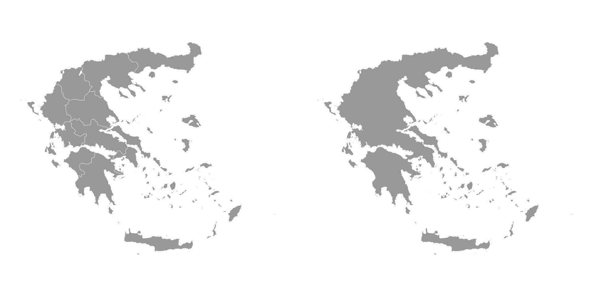 cinzento mapa do Grécia com administrativo regiões. vetor ilustração.