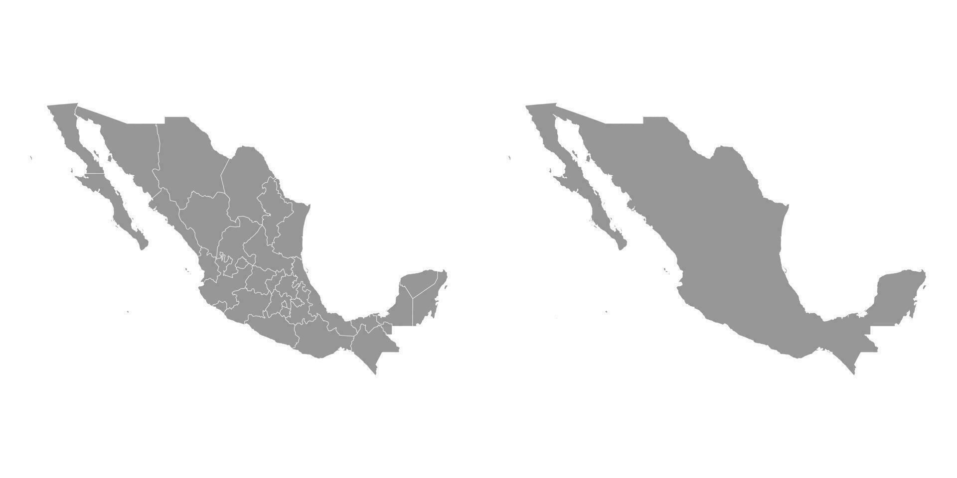 cinzento mapa do a estados do México. vetor ilustração.