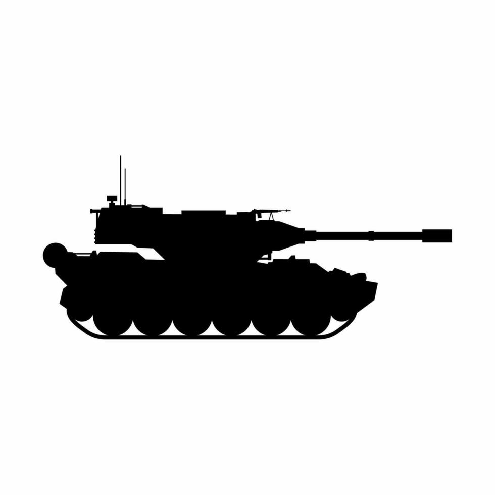 militares tanque silhueta ícone vetor. militares veículo silhueta para ícone, símbolo ou placa. blindado tanque símbolo para militares, guerra, conflito e ataque vetor