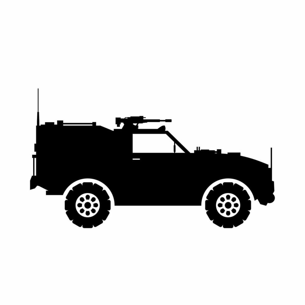 luz Utilitário veículo silhueta vetor. militares veículo silhueta para ícone, símbolo ou placa. blindado veículo símbolo para militares, guerra, conflito e patrulha vetor