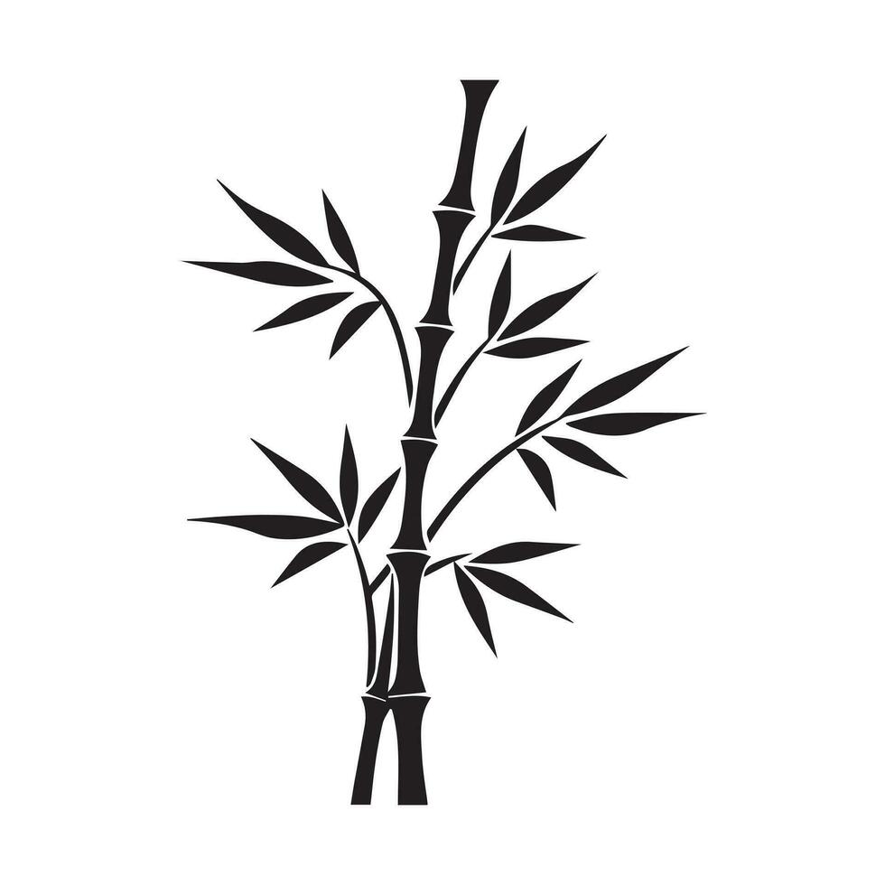 bambu folhas ícone sobre branco fundo, silhueta estilo, vetor ilustração