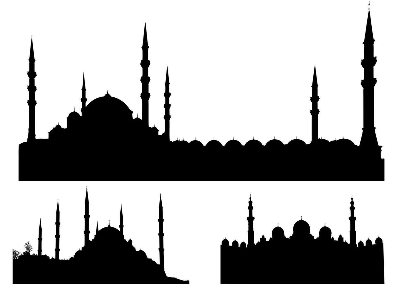 silhuetas do diferente mesquitas. cidade silhueta vetor