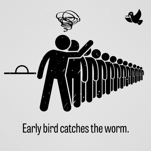 Early Bird pega o worm. vetor