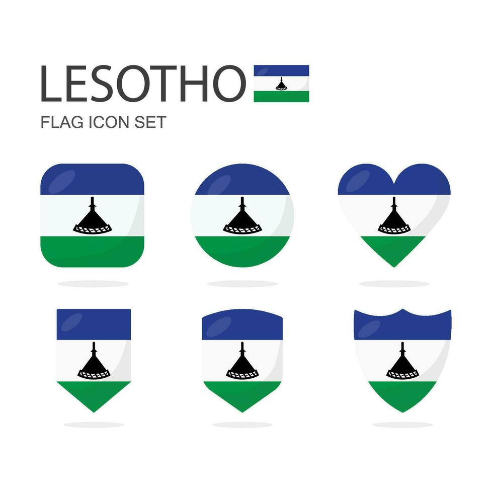 Lesoto 3d bandeira ícones do 6 formas todos isolado em branco fundo. vetor