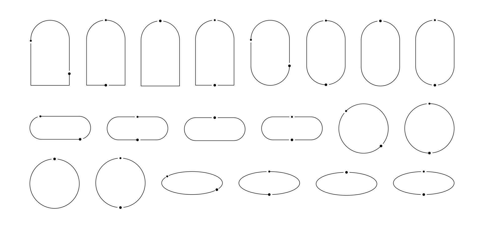 estético quadros pacote do ano 2000 elementos. minimalista linear modelos para cartazes, Postagens e histórias. fronteiras para social redes. isolado vetor ilustração em branco fundo.