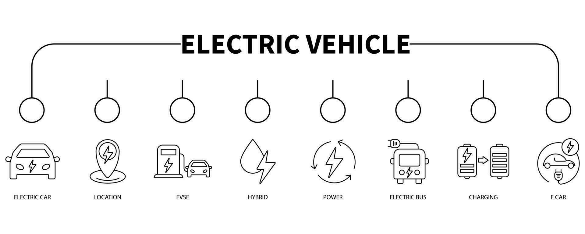 elétrico veículo bandeira rede ícone vetor ilustração conceito