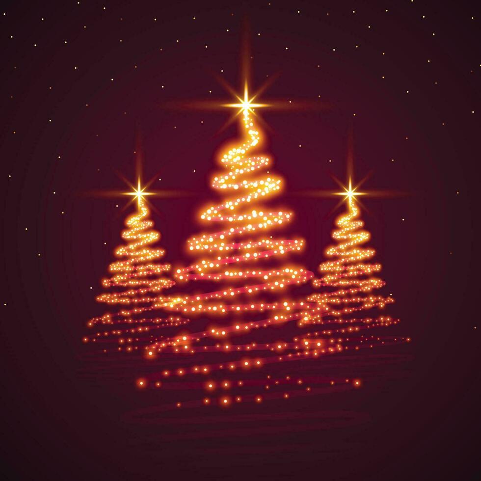 mágico espumante Natal árvore com dourado Estrela vetor