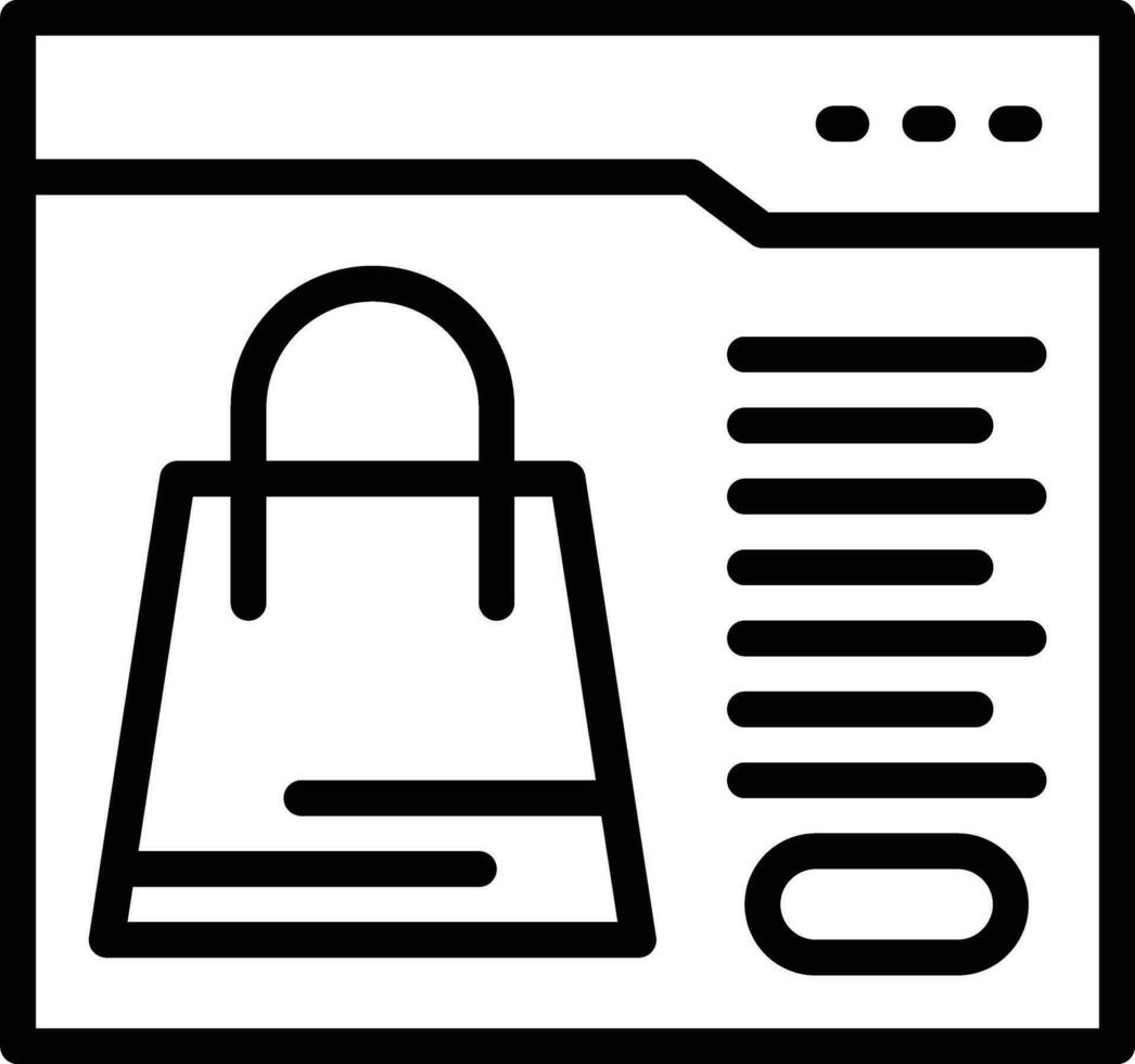 ícone de vetor de página da web de comércio eletrônico