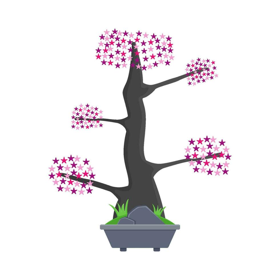 bonsai sakura flor dentro Panela ilustração vetor