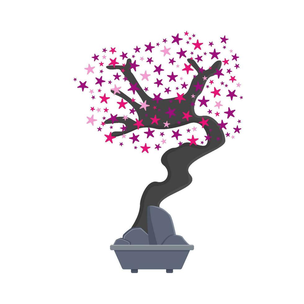 bonsai sakura flor dentro Panela ilustração vetor